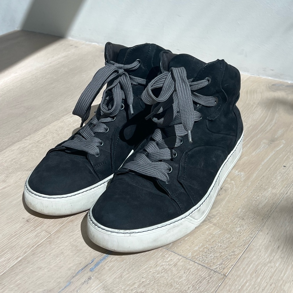 Lanvin men’s black suede hightop sneaker size 37.5